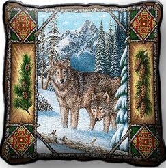 Wolf lodge tapestry decorative pillow